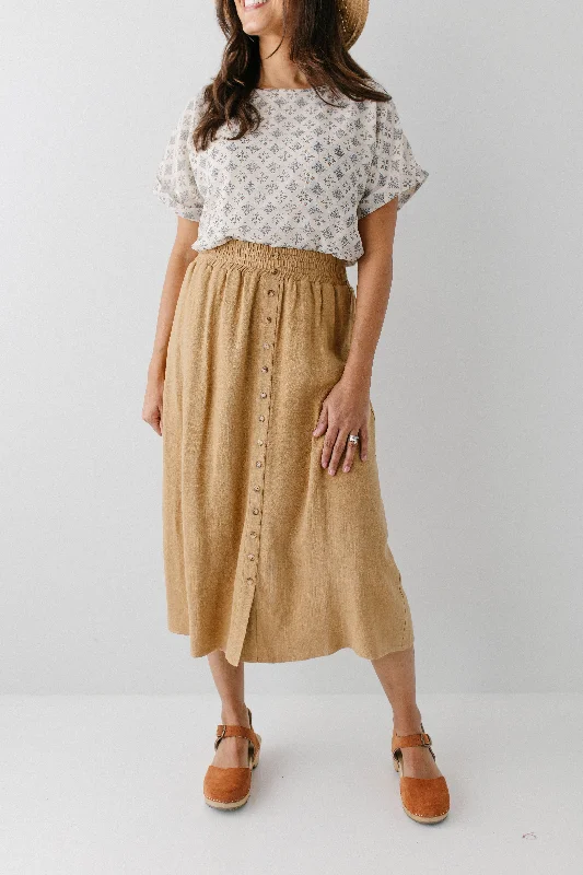 'Greta' Linen Blend Midi Skirt