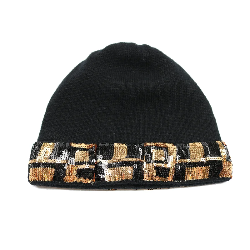 Hat With Sequins Cuff