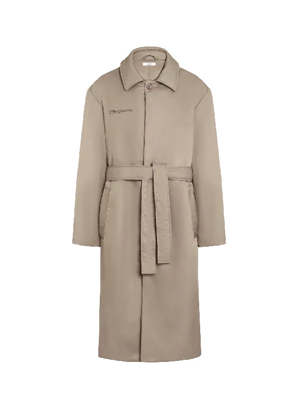 Womens Flower-Warmth Trench Coat—taupe