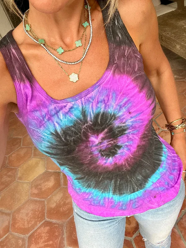 Turquoise Swirl Tie-Dye Tank