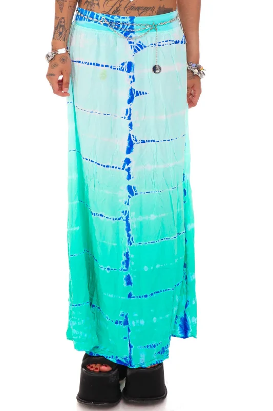 Vintage Y2K Mermaid Blue Tie-Dye Maxi Skirt - S/M