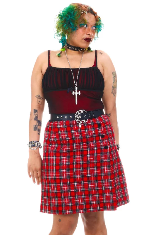 Vintage 90's Mall Goth Red Plaid Skirt - M/L