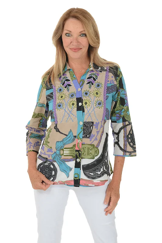 Glenda Embroidered Button-Front Shirt