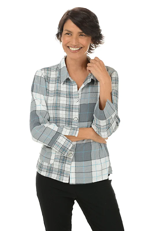 Plaid Hip Pocket Button-Front Shirt