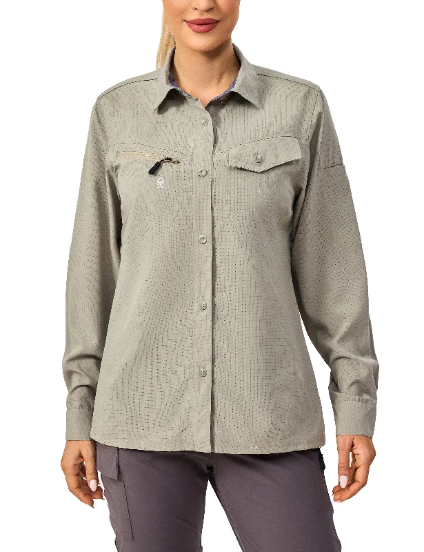 Womens UPF 50+ UV Protection Breathable Long Sleeve Hiking Shirt