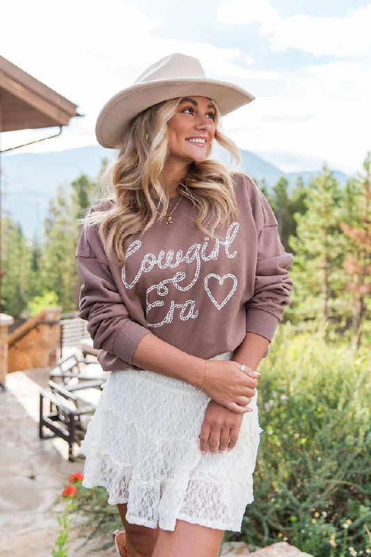 Cowgirl Era Mocha Oversized Graphic Sweatshirt