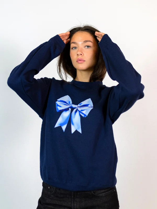 SATIN BOW (blå) SWEATSHIRT - NAVY