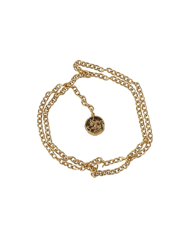 Chanel CC Logo Medallion Chain Link Belt in Gold Metal