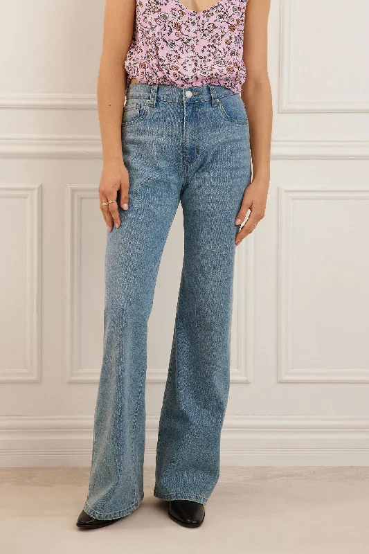 Jeans taille haute jambe évasée - Femme