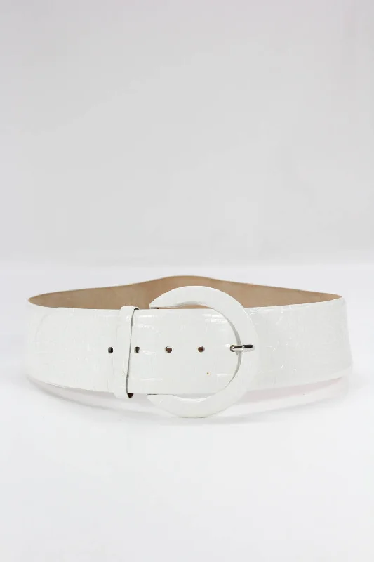 Tardini White 65mm Alligator Contour Belt