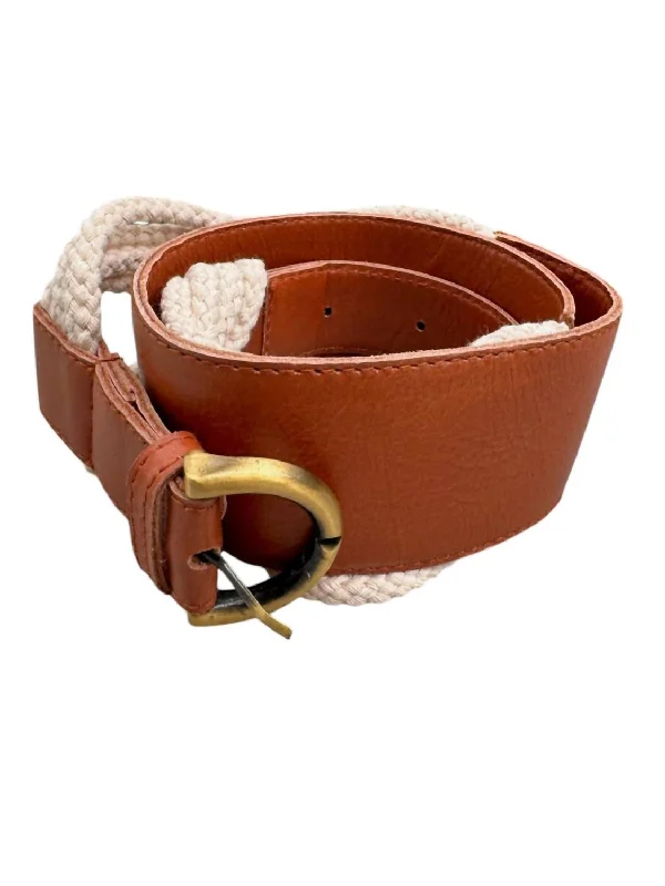 Women's Rope Leather Belt In Brown