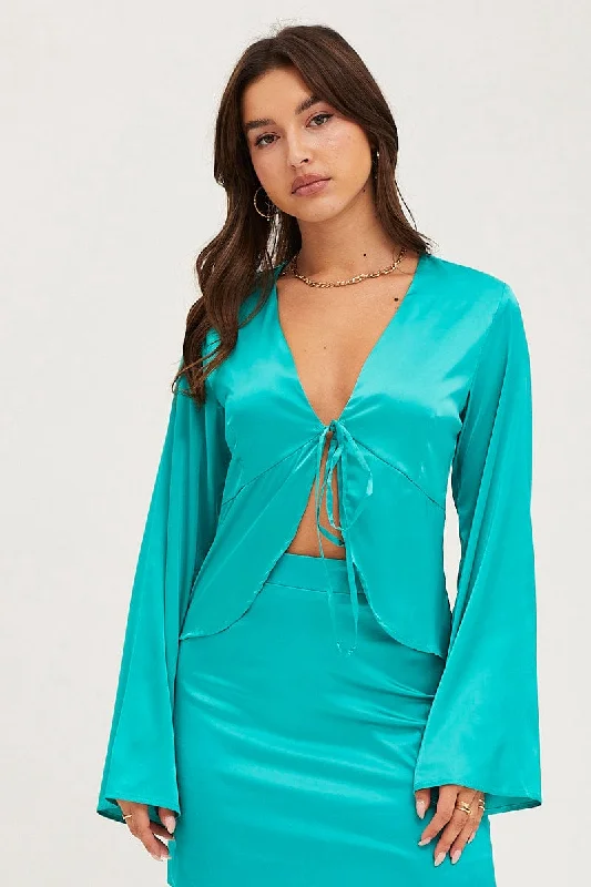 Green Satin Jacket Long Sleeve