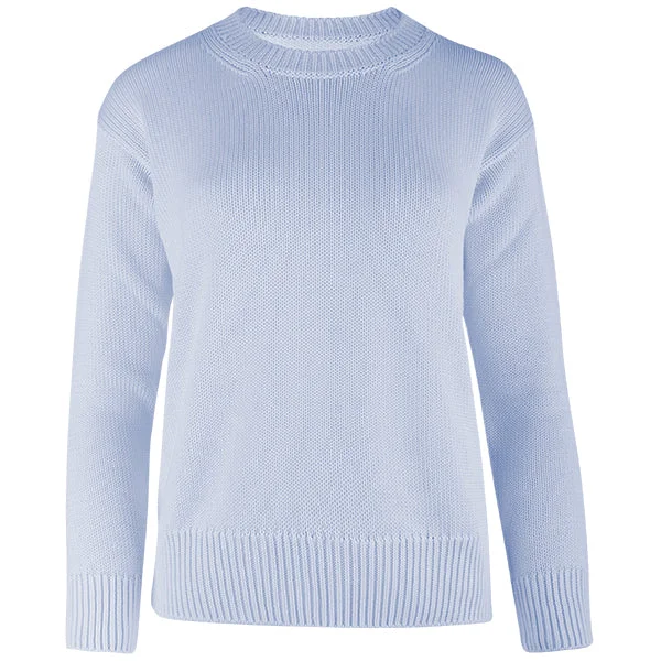 Oversized Round Neck Pullover in Light Blue