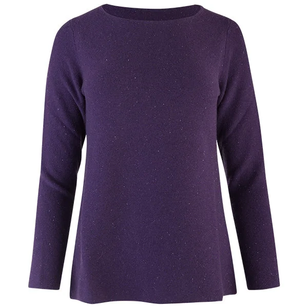 Sequin Round Neck Pullover in Grape