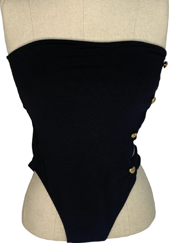 Alexandra Miro Black Bella Heart Button Swimsuit UK XS