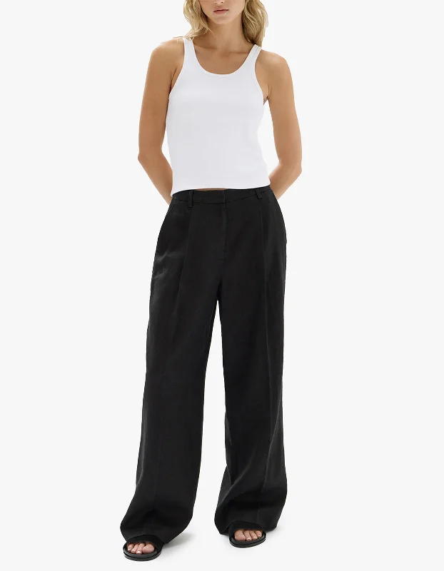 Aria Linen Pant - Black