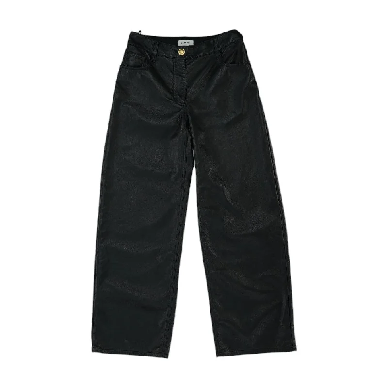 Black Solid Five Pocket Pants