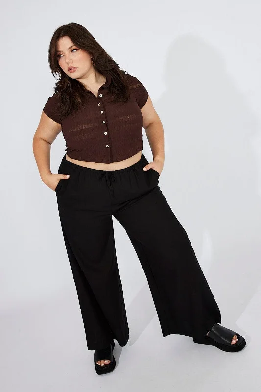 Black Wide Leg Pants High Rise