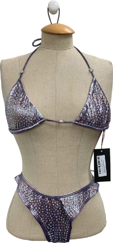 Ego Purple Diamante Metallic Bikini Set UK 10