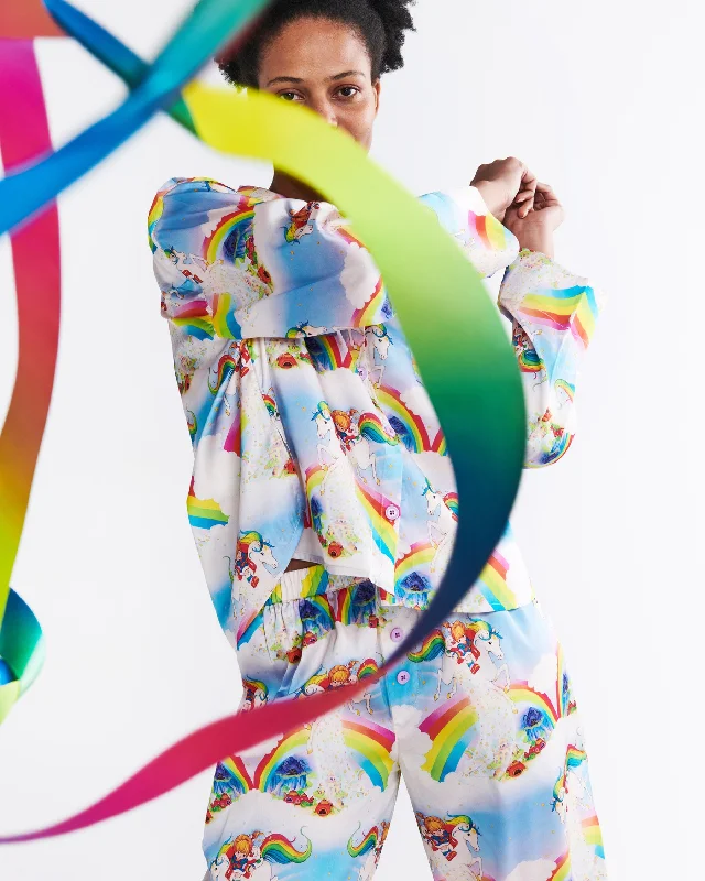 Kip&Co x Rainbow Brite Magic Sky Satin Adult Long Sleeve Shirt & Pant Pyjama Set