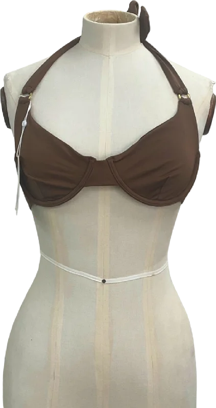 Monday Swimwear Brown Halter Bikini Top UK M