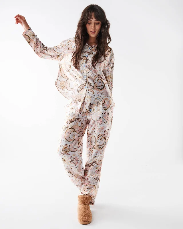 Paisley Paradise Satin Long Sleeve Shirt & Pant Pyjama Set