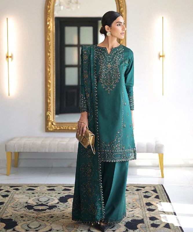 3 Piece - Embroidered Cotton Net Suit