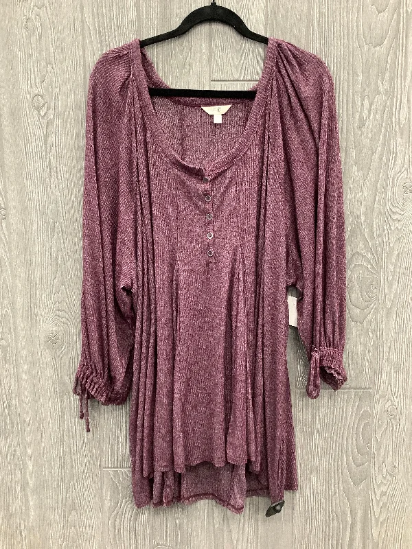 Top 3/4 Sleeve By Terra & Sky In Purple, Size: 2x