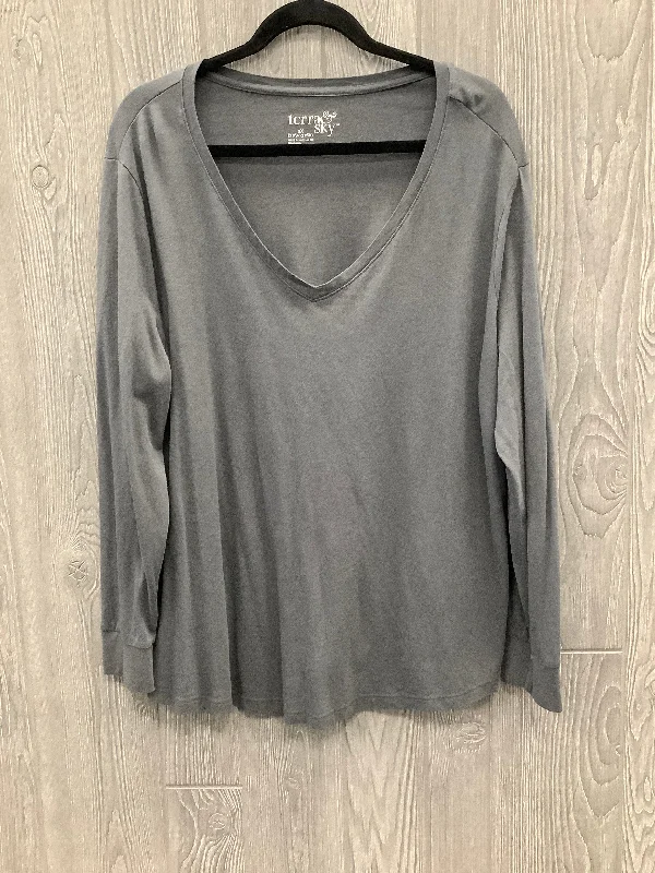 Top Long Sleeve Basic By Terra & Sky In Grey, Size: 2x