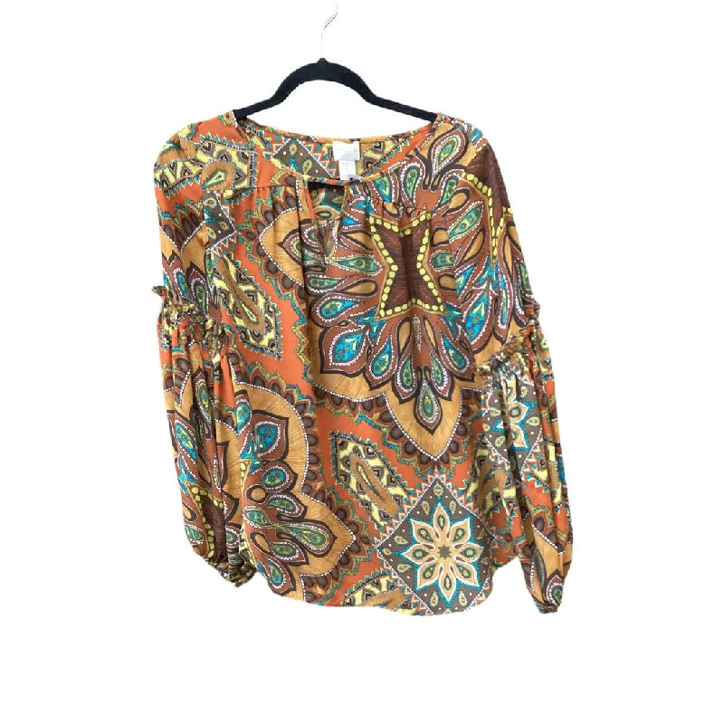 Top Long Sleeve By Chicos In Multi-colored, Size: Xs