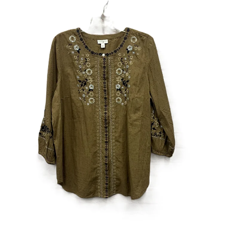 Top Long Sleeve By J. Jill In Tan, Size: L