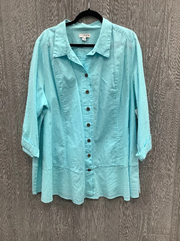 Top Long Sleeve By Kim Rogers In Blue, Size: 2x