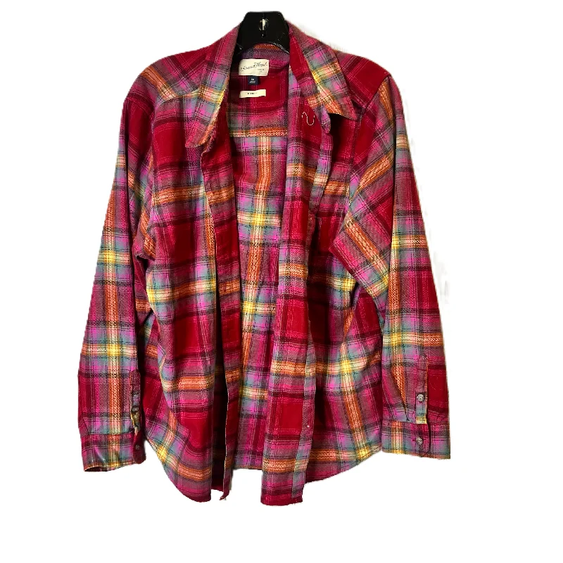 Top Long Sleeve By Universal Thread In Plaid Pattern, Size: Xxl