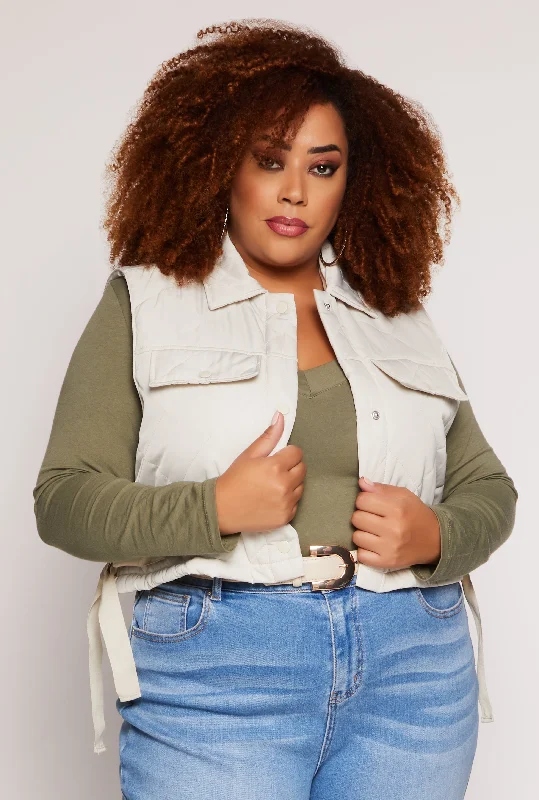 Plus Size Almost Famous Quilted Cropped Vest