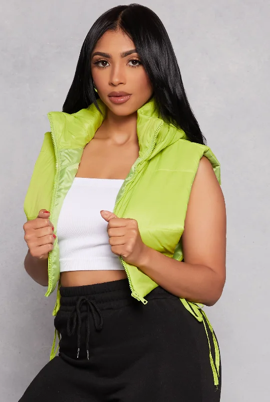 Daisy Side Tie Cropped Puffer Vest