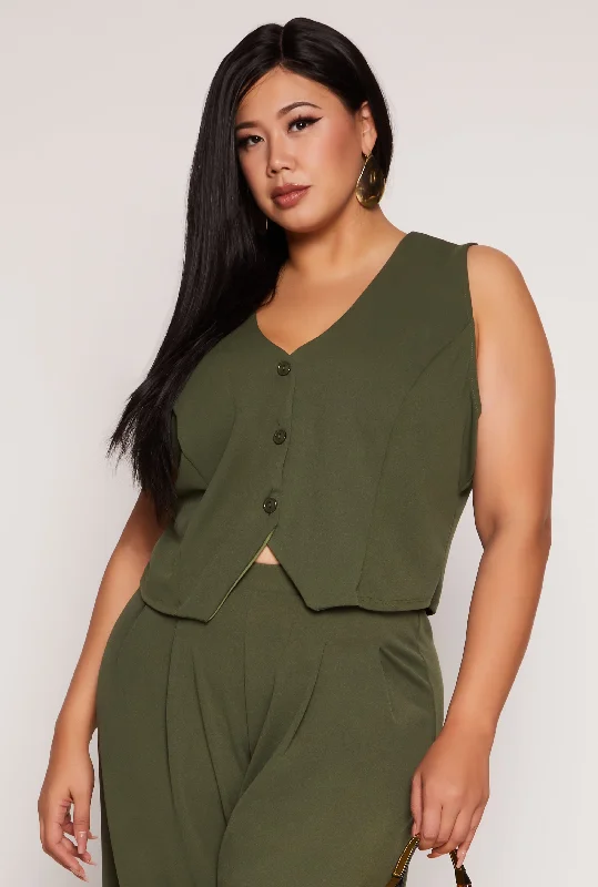 Plus Size Three Button Vest