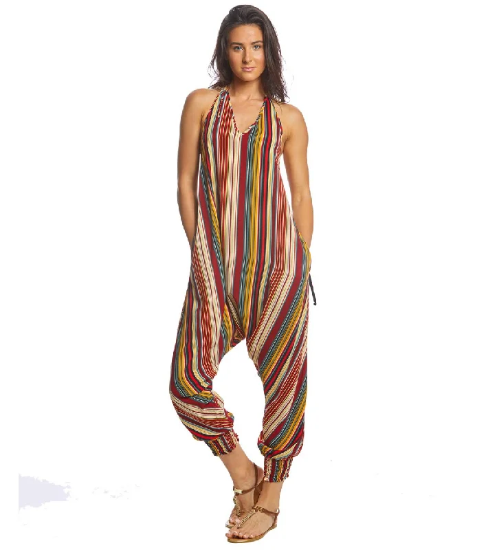 Buddha Pants Stripes Harem Jumpsuit Red